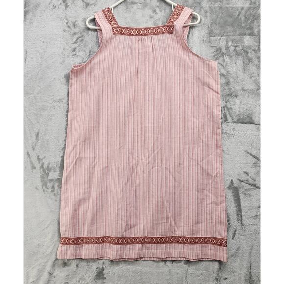 Old Ranch Dress Womens L Pink Embroidered Striped Sleeveless Allegra Pockets - Picture 4 of 11